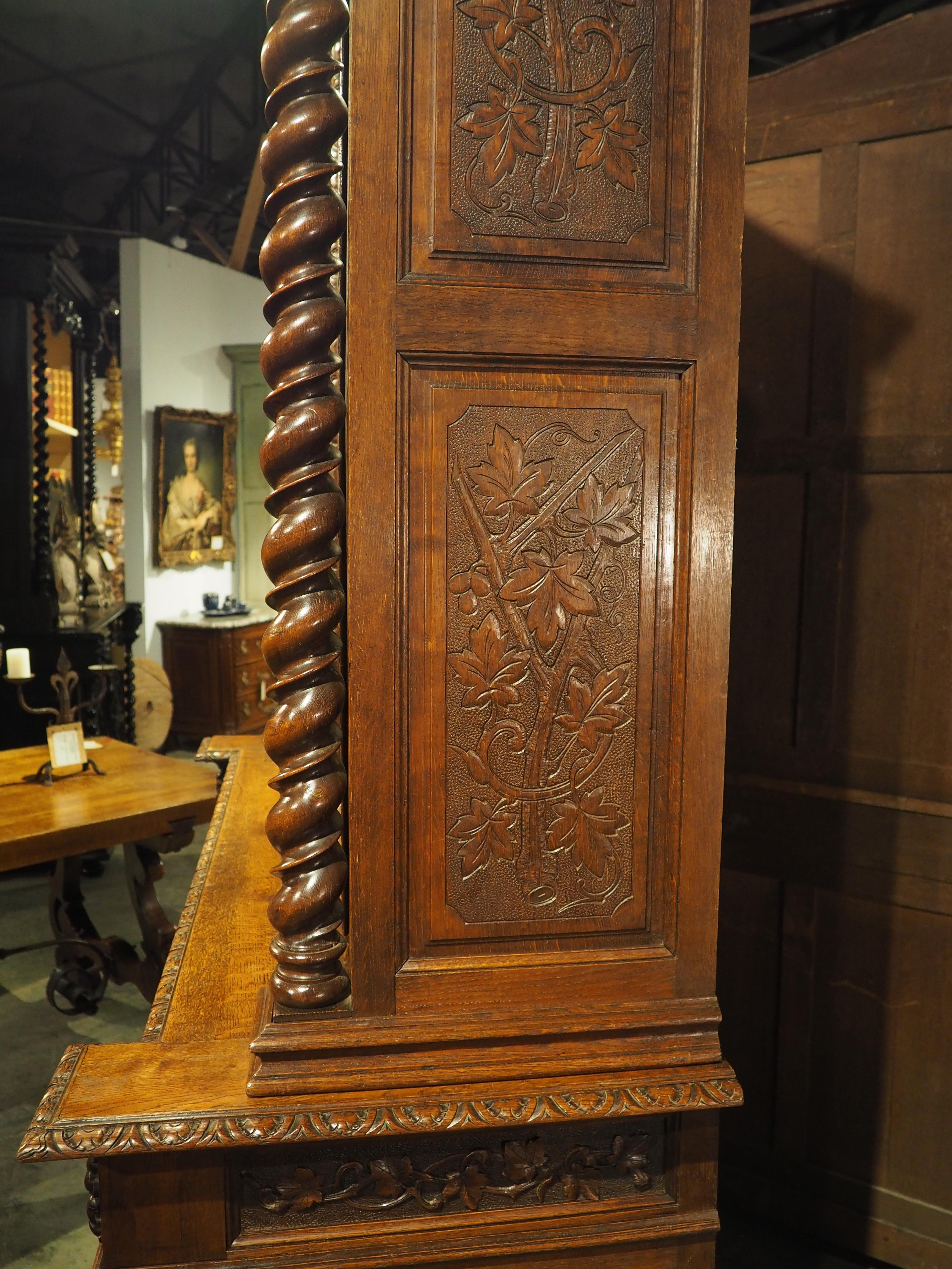 A large and well carved case piece such as the example seen here was carved in the latter half of the 19th century. The style became popular as the French middle class rose in wealth and power. People desired a way to display their new status, and a