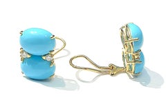 Grande Gum Drop Earrings with Cabochon Turquoise and Diamonds