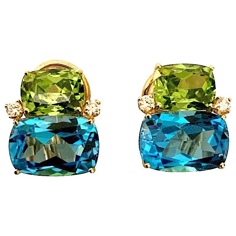 Pendientes GOMAS GRANDES Con Amatista y Topacio Azul y Diamantes en venta 7