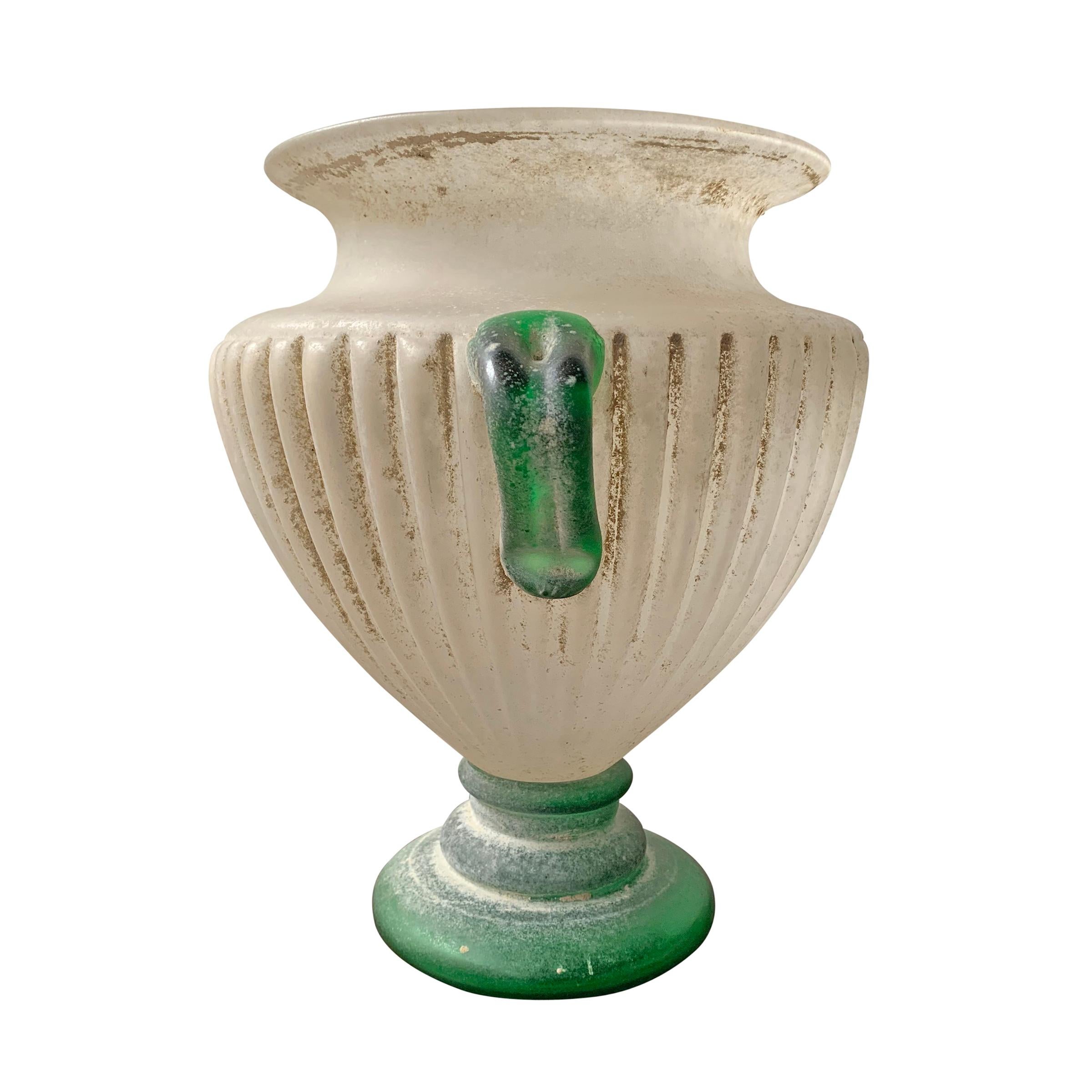 Hand-Crafted Grande Italian Murano Scavo Vase