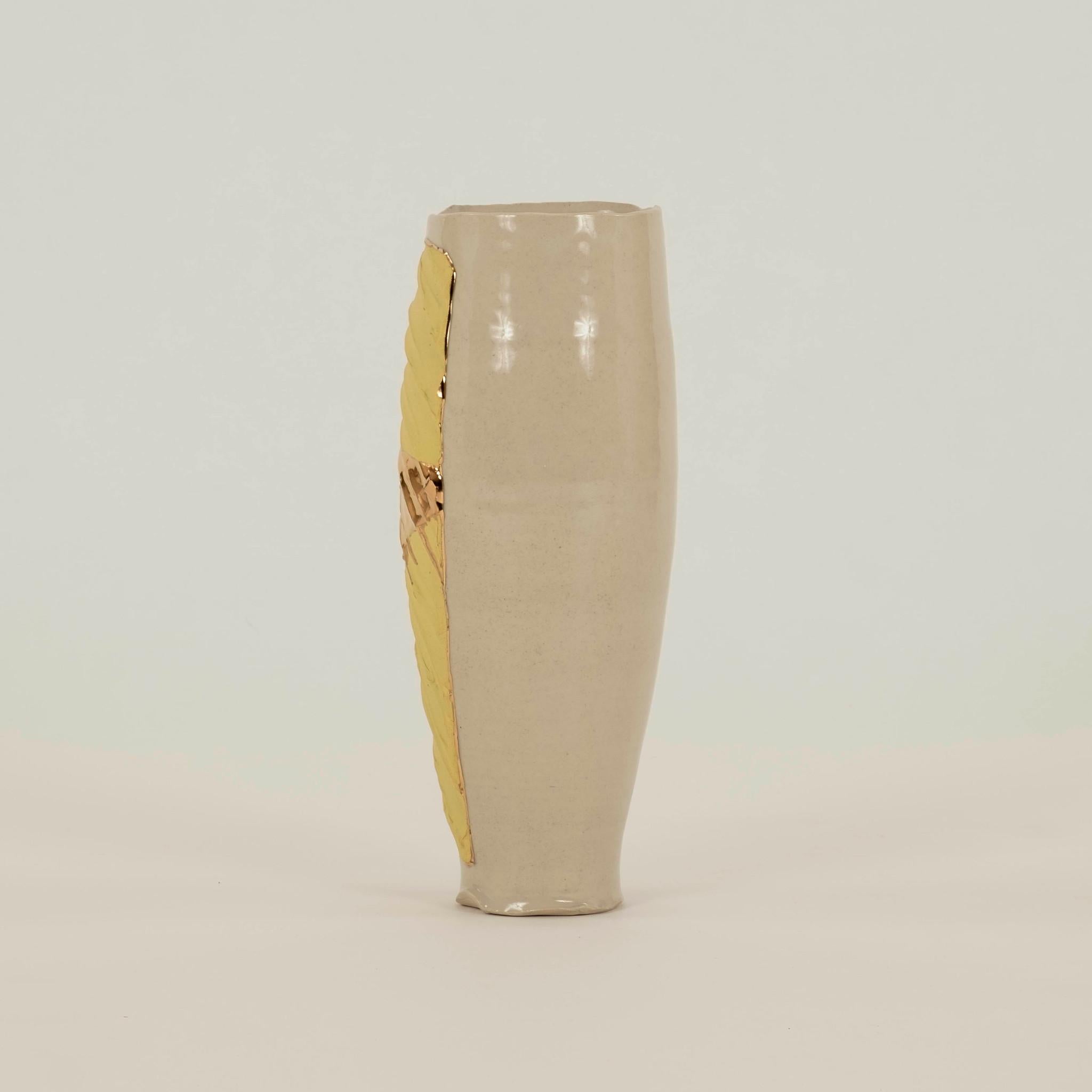 Gilt Grande Jaune Patisse Porcelain Vase Chase Gamblin For Sale