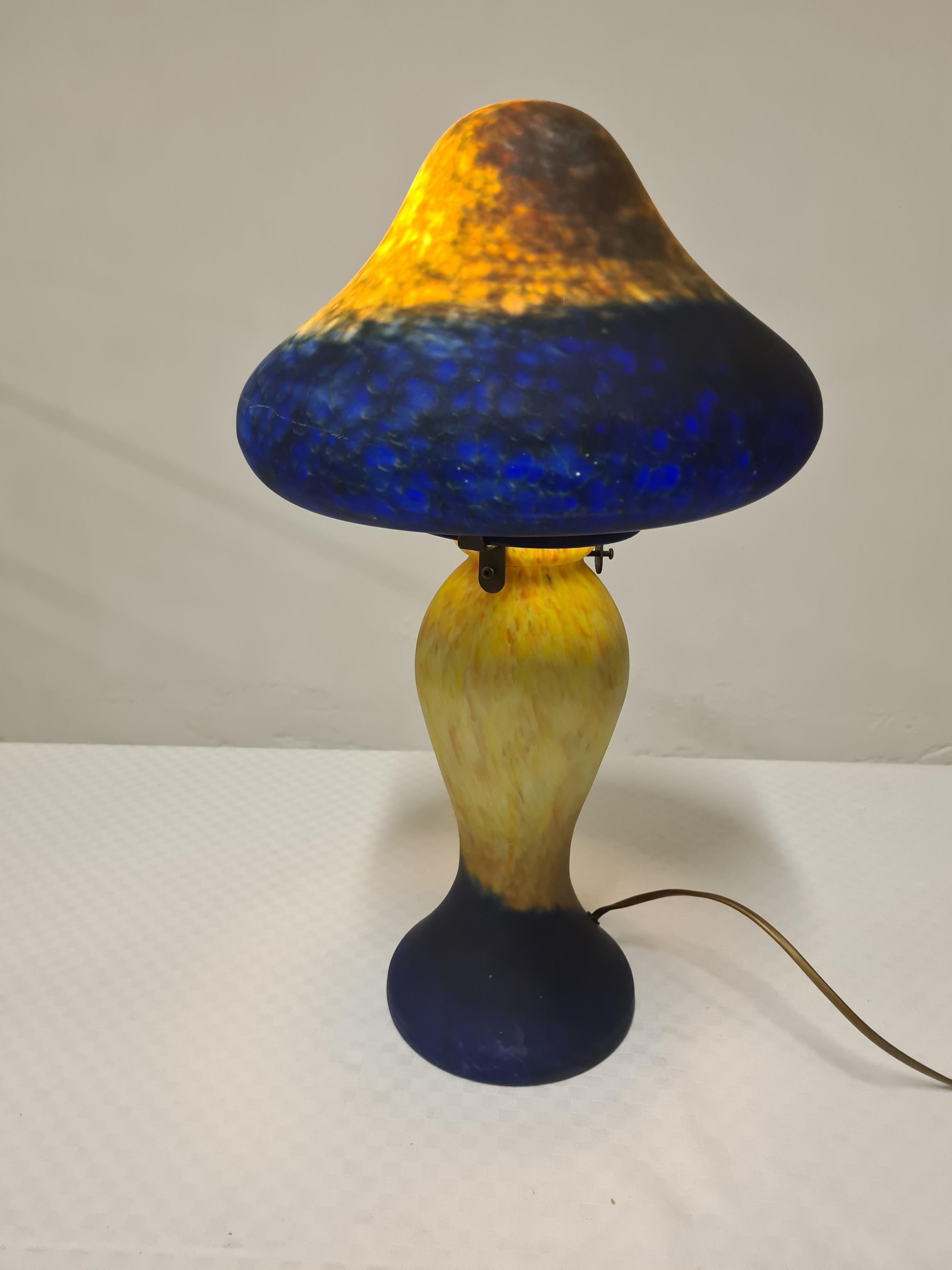 French Large mushroom lamp made of glass paste in Art Nouveau style For Sale