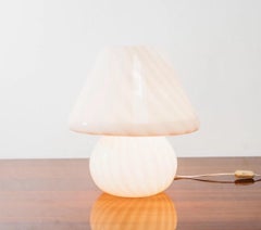 Large Murano Table Lamp Mushroom Rose 1970's Design Pink Shade