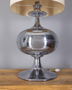 Large 1970s vintage table lamp in chrome metal Italian design