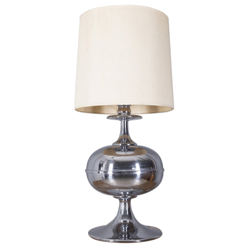 Grande lampada da tavolo vintage anni 70 in metallo cromato design Italiano