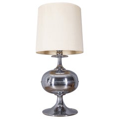 Grande lampada da tavolo vintage anni 70 in metallo cromato design Italiano