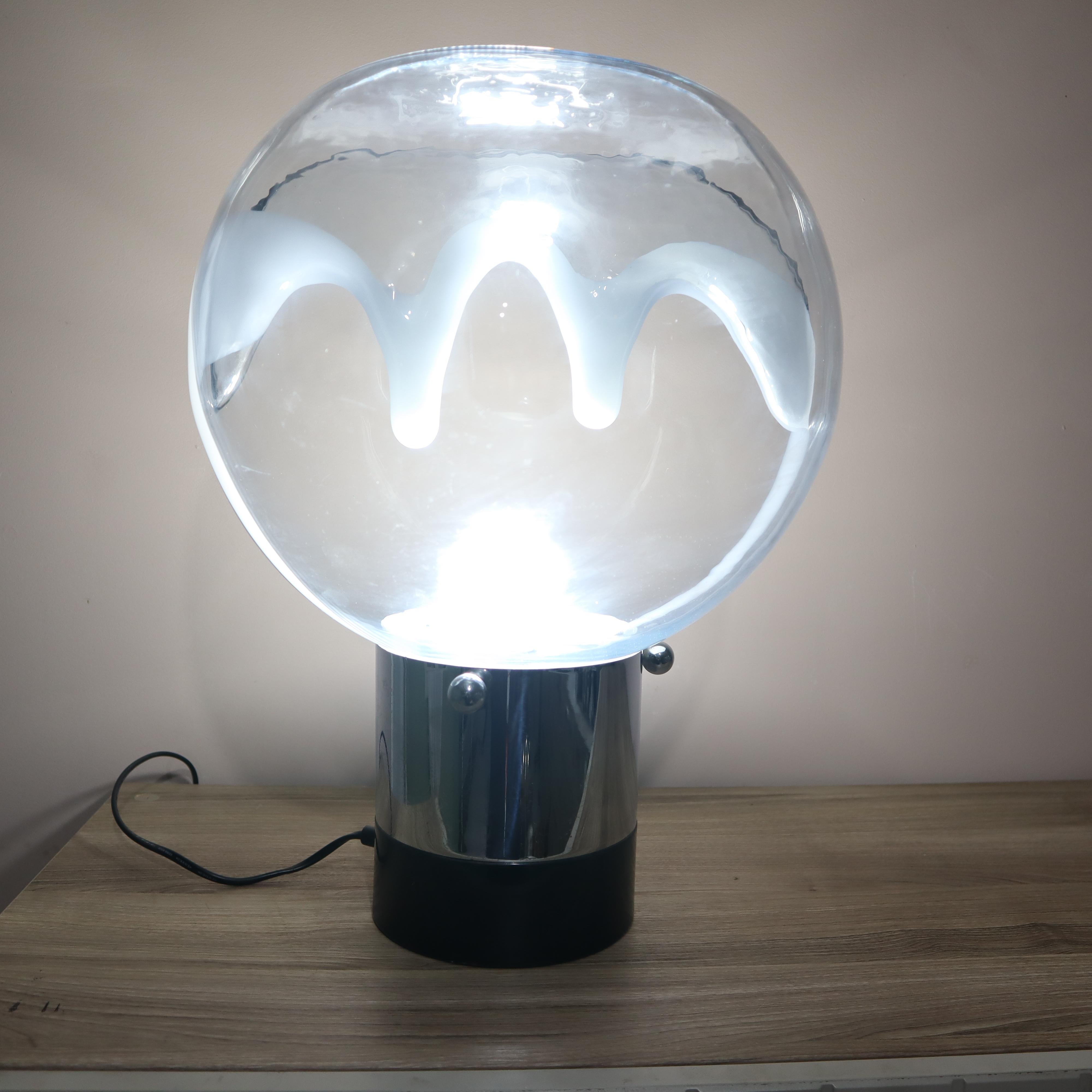 Metal Mid-century Murano glass lamp by Toni Zuccheri Venini, Italy, circa 1970 For Sale