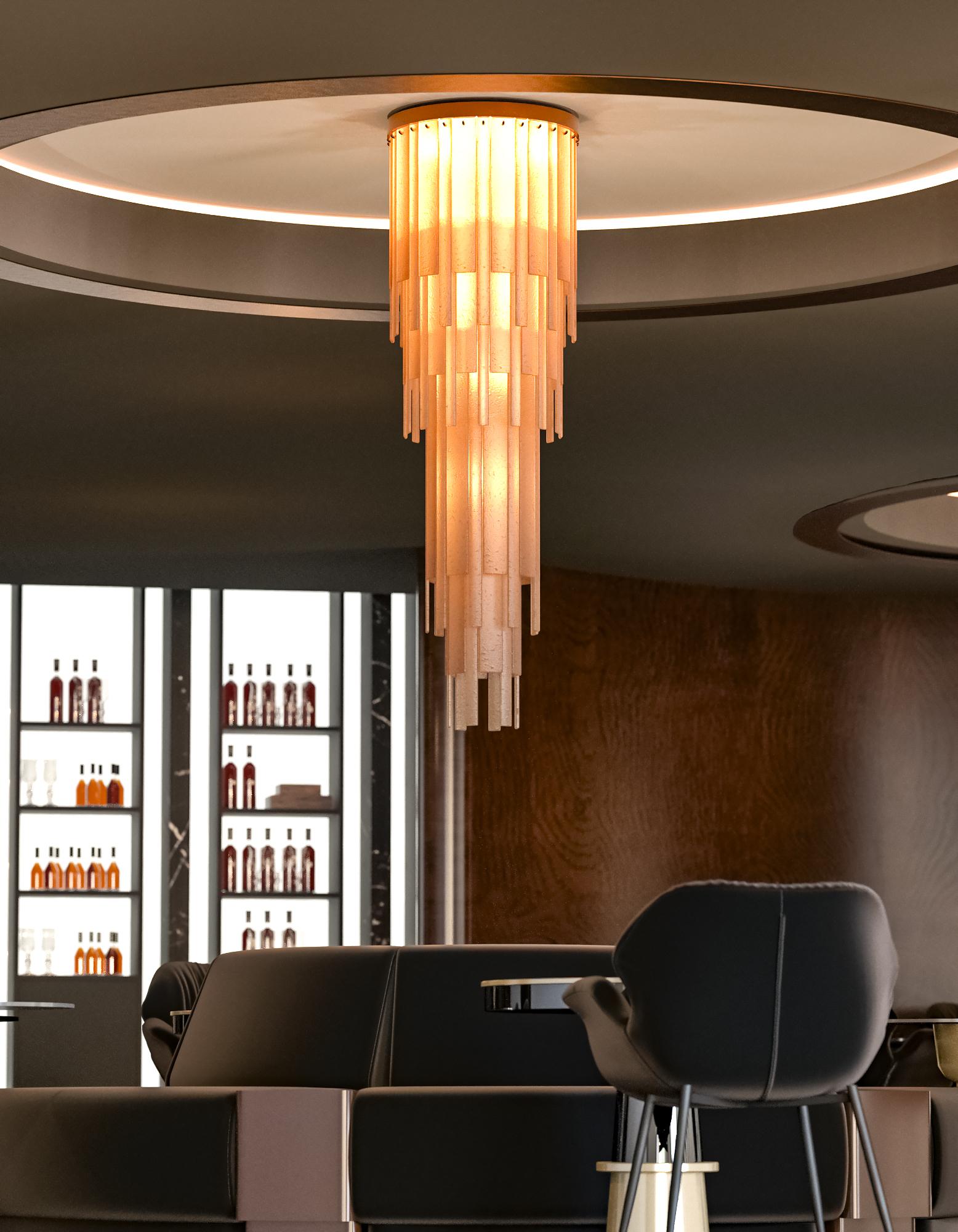 Grande lampadario cascata a spirale in vetro di Murano ambrato di Multiforme In condizioni Nuovo in vendita a Trebaseleghe, IT