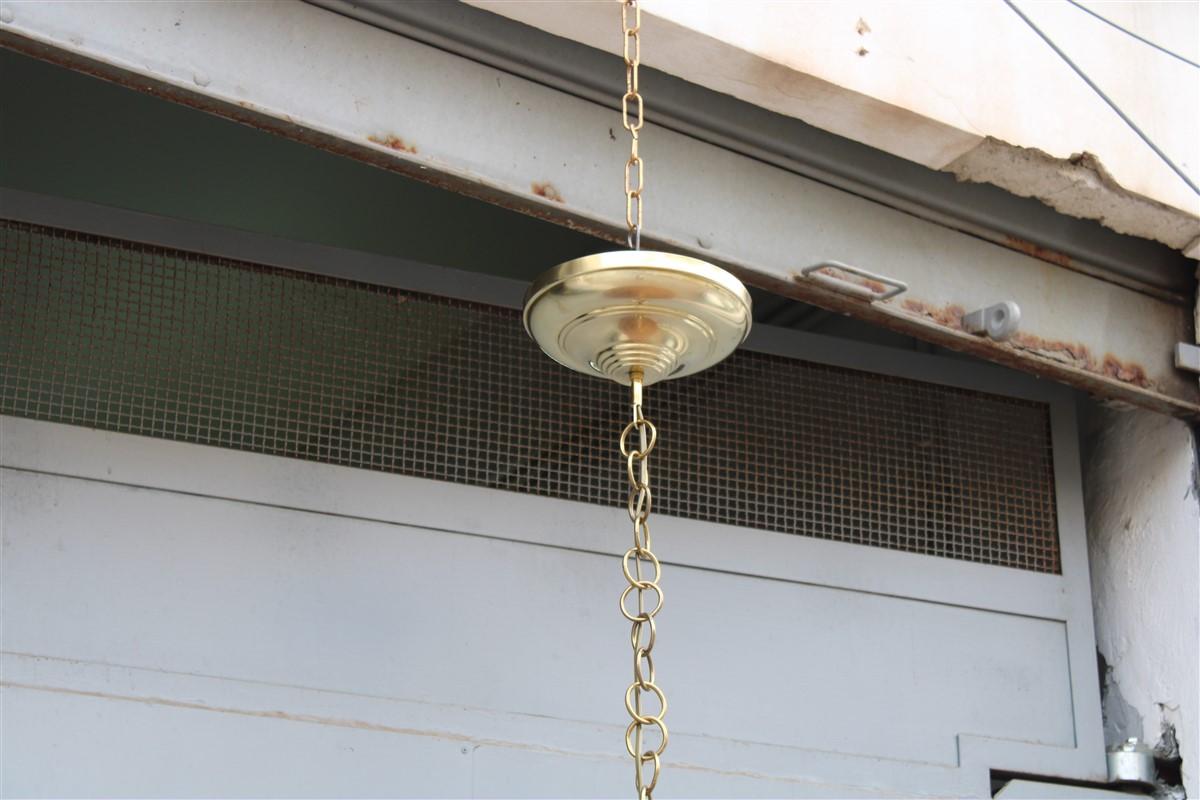 Grande Lampadario Circolare  in Midollino e Ottone Italia esemplare Unico Italian en venta