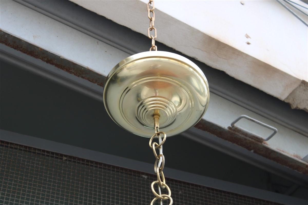 Grande Lampadario Circolare  in Midollino e Ottone Italia esemplare Unico en Bueno estado para la venta en Palermo, Sicily