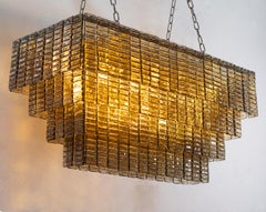 Large chandelier with Murano glass strips inspired by mid-century Italian design