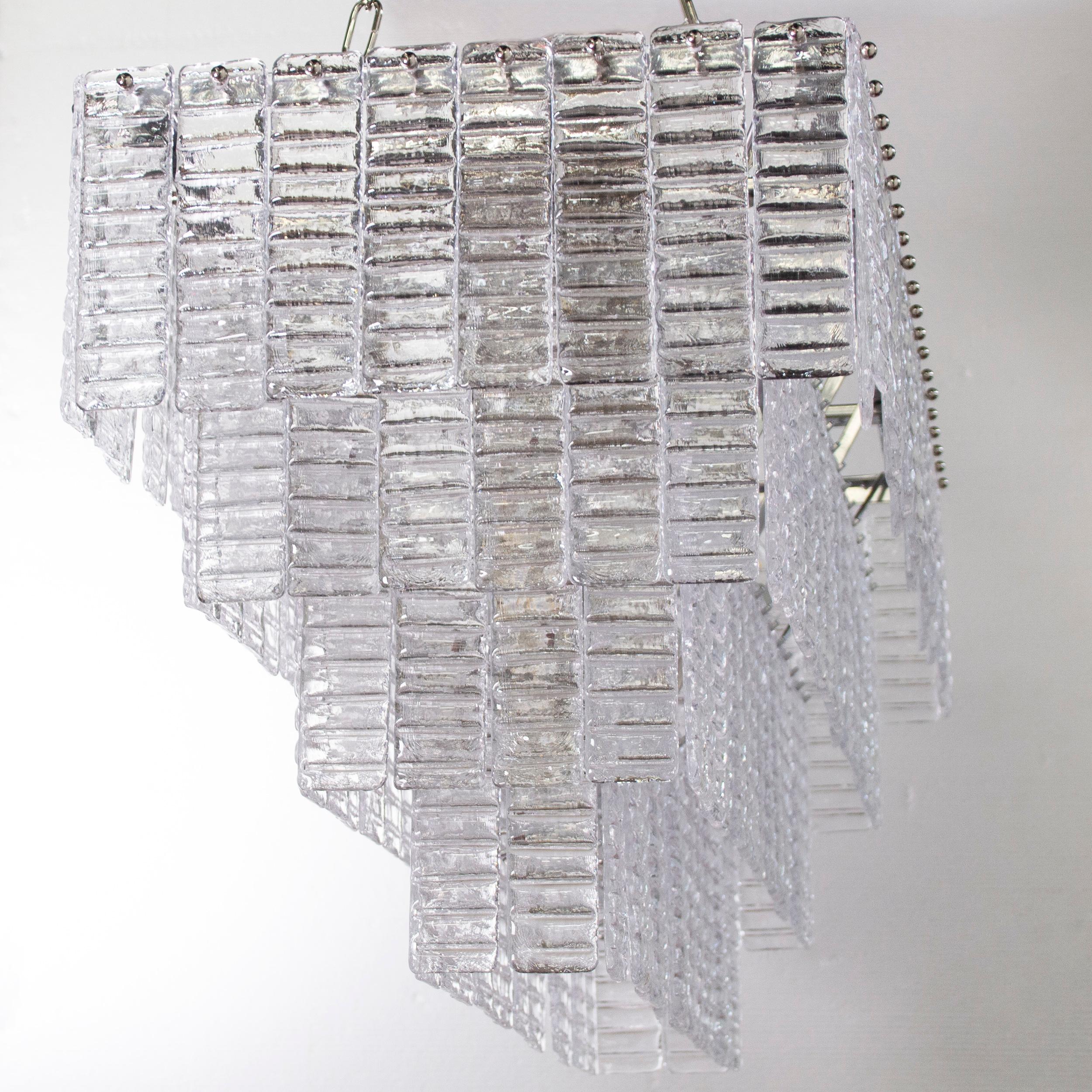 Altro Grande lampadario con listelli vetro di Murano ispirato al mid-century italiano in vendita