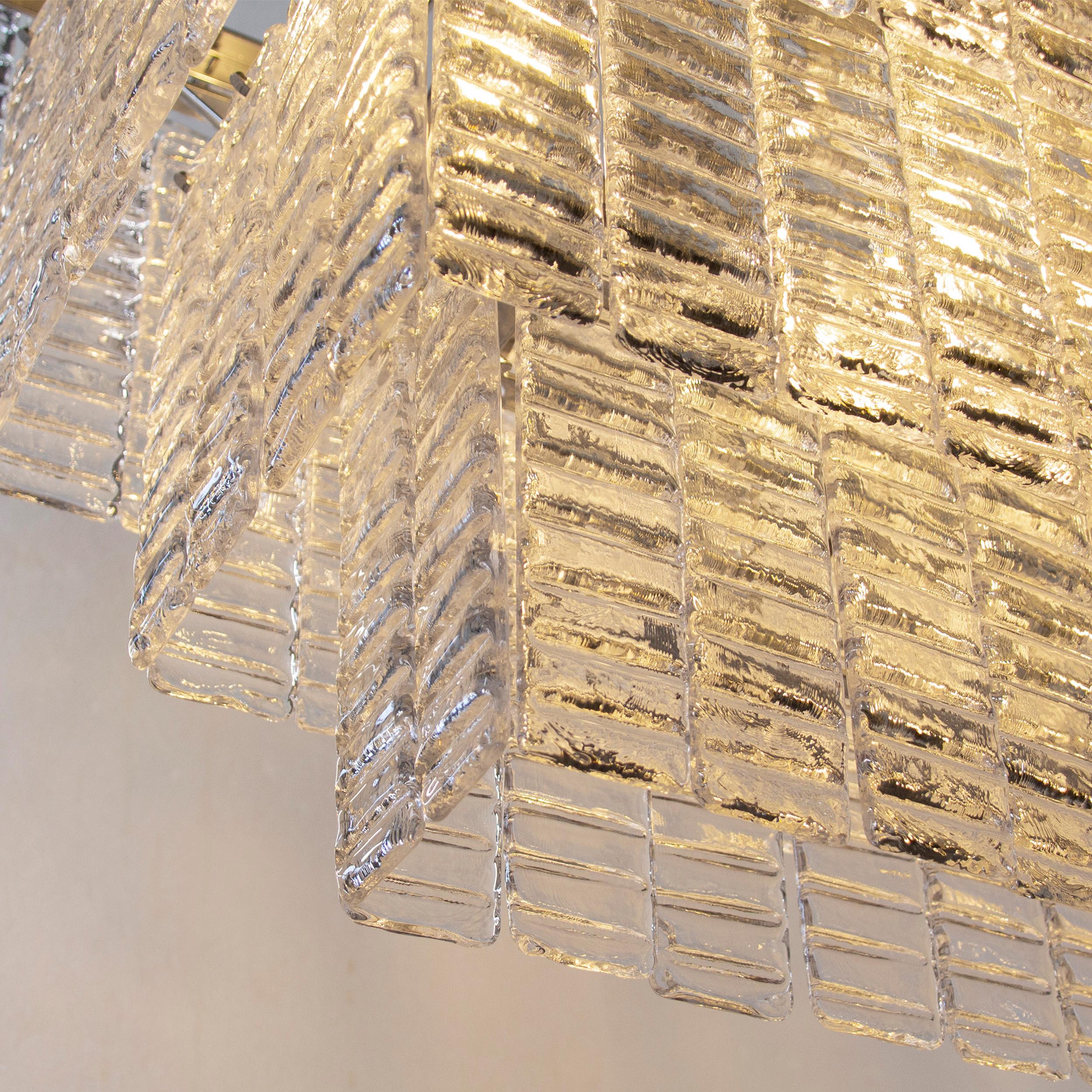 Grande lampadario con listelli vetro di Murano ispirato al mid-century italiano in vendita 2