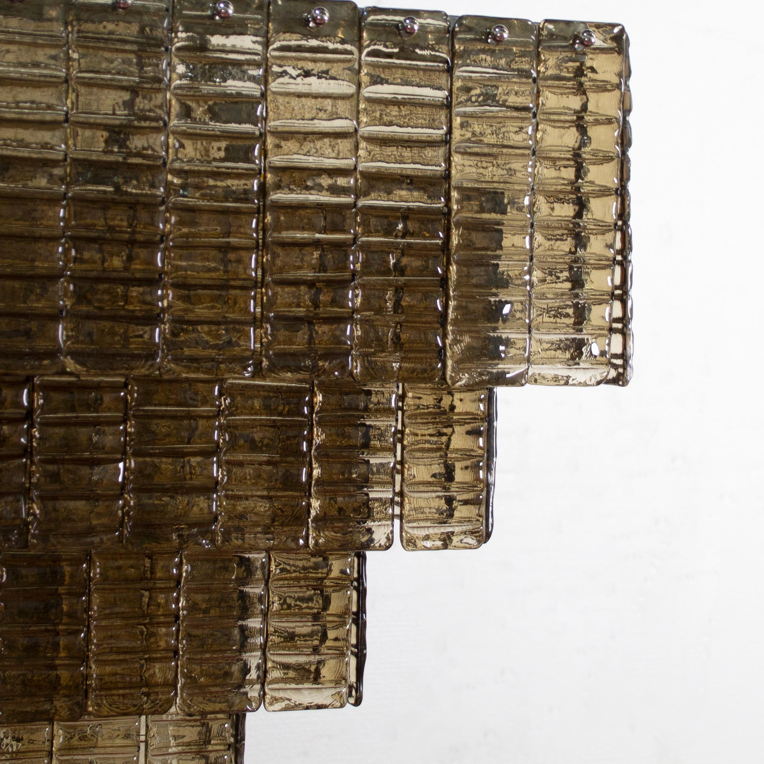 Grande lampadario con listelli vetro di Murano ispirato al mid-century italiano en venta 2