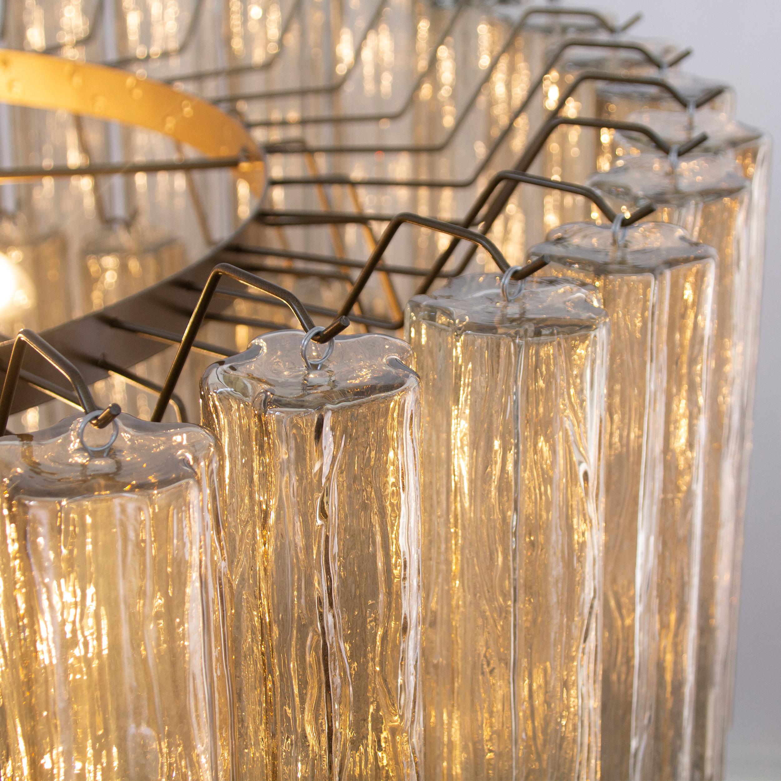 Grande lampadario con pendagli vetro di Murano fumè, ispirato al mid-century For Sale 2
