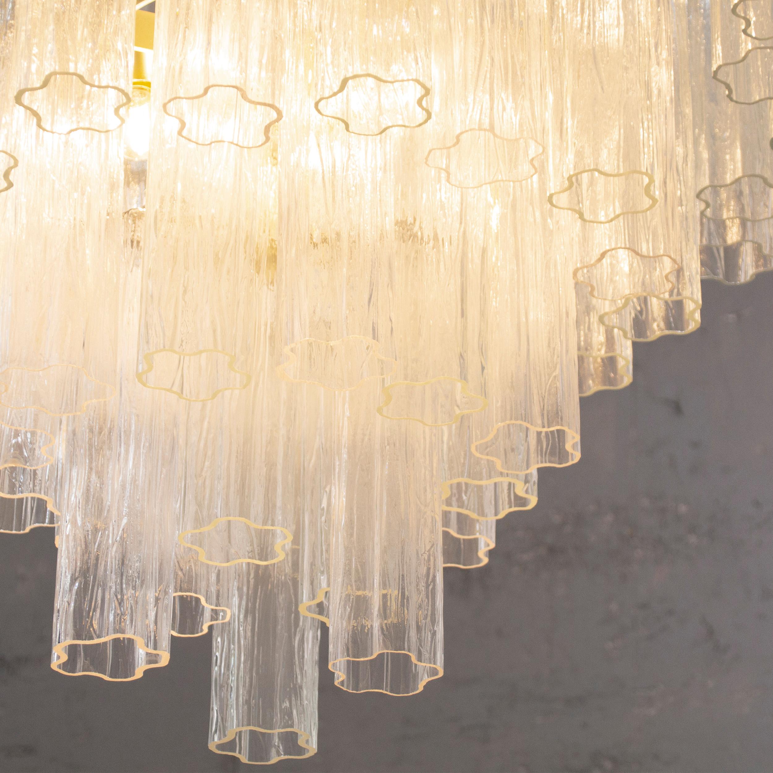 Grande Lampenleuchter mitpendagli vetro di Murano, inspiriert vom italienischen Design der Mitte des Jahrhunderts im Angebot 3