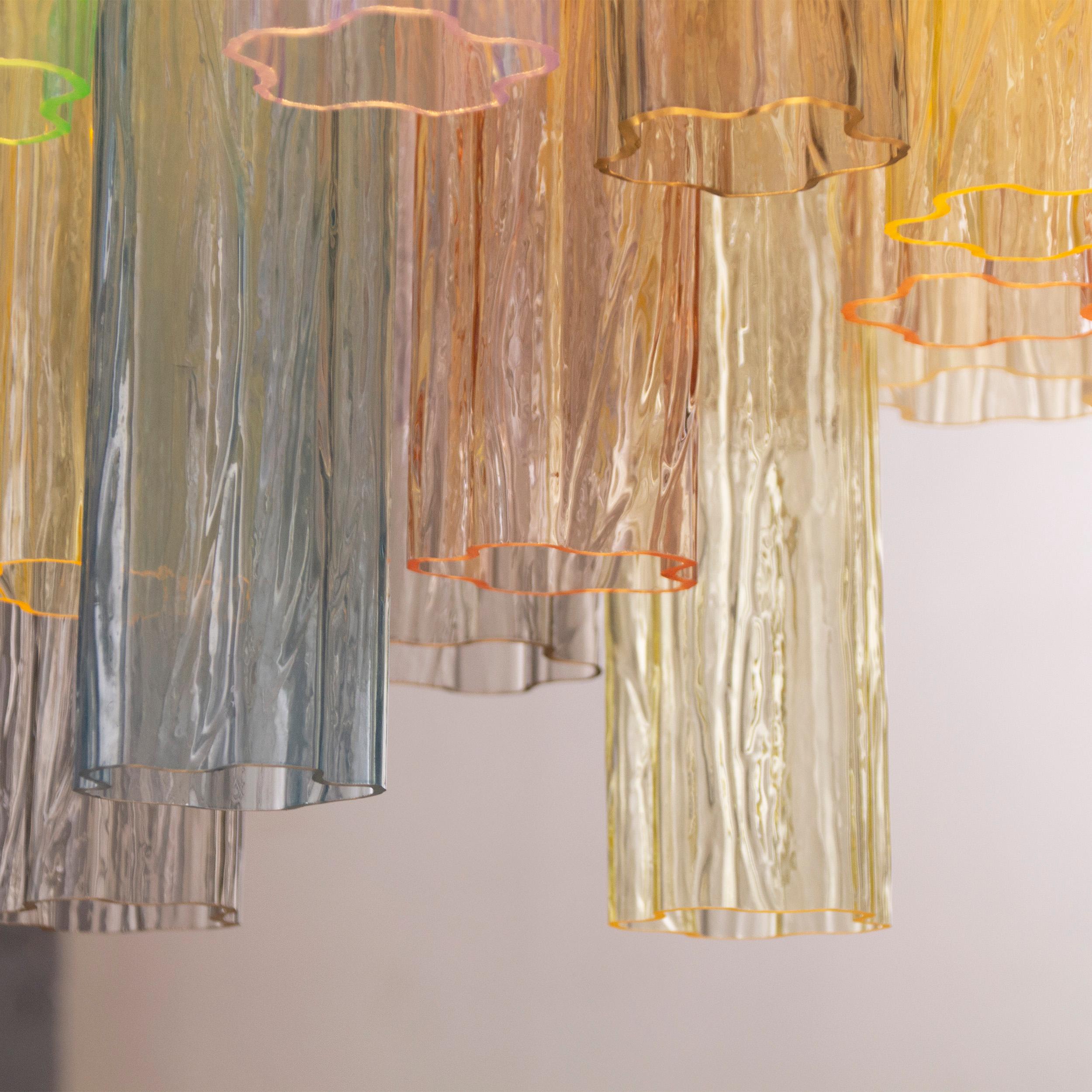 Grande Lampadario con pendagli soffiati in vetro di Murano multicolore in vendita 5