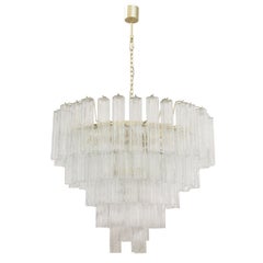 Grande lampadario con pendagli vetro di Murano ispirato al mid-century italiano