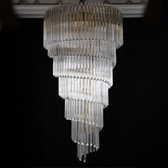 Grande lampadario con triedri vetro di Murano ispirato al mid-century italiano