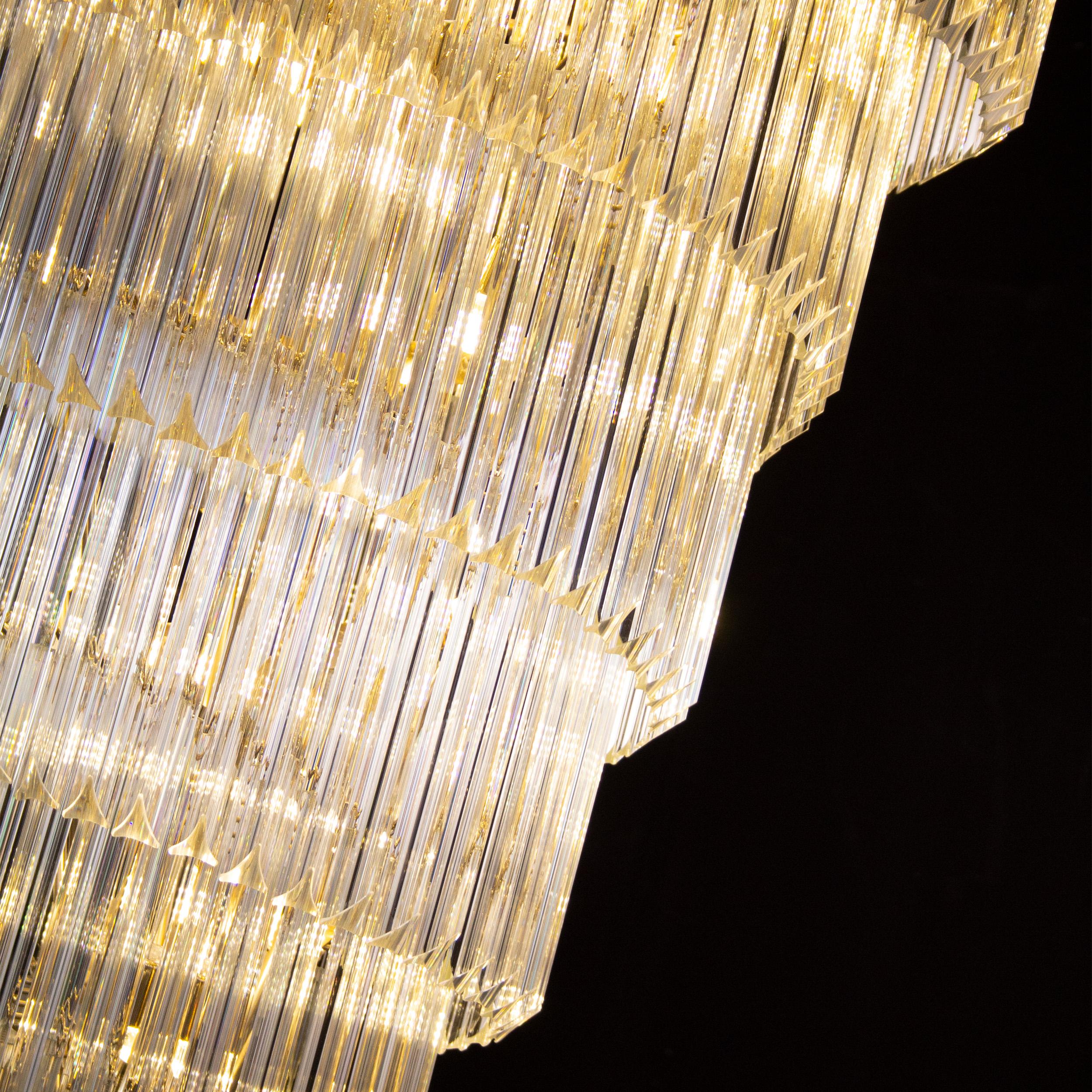 Grande lampadario con triedri vetro di Murano ispirato al mid-century italiano For Sale 2