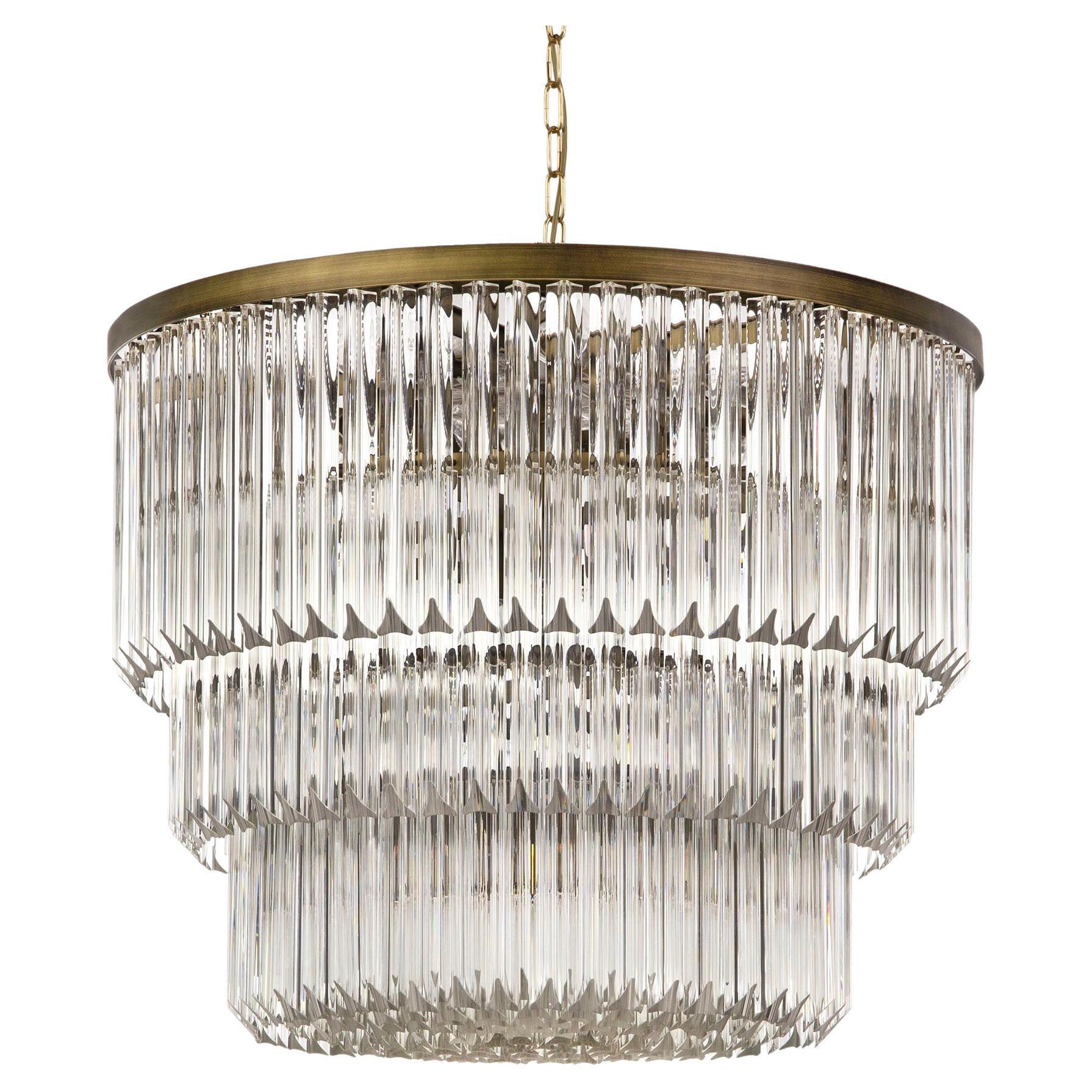 Grande lampadario mit triedri vetro di Murano, inspiriert vom italienischen Design der Mitte des Jahrhunderts