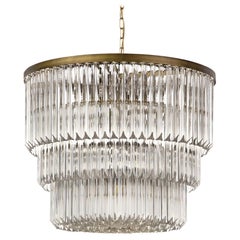 Grande lampadario mit triedri vetro di Murano, inspiriert vom italienischen Design der Mitte des Jahrhunderts