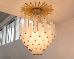 Grande lampadario con vetri di Murano pendenti, ispirato al mid-century italiano