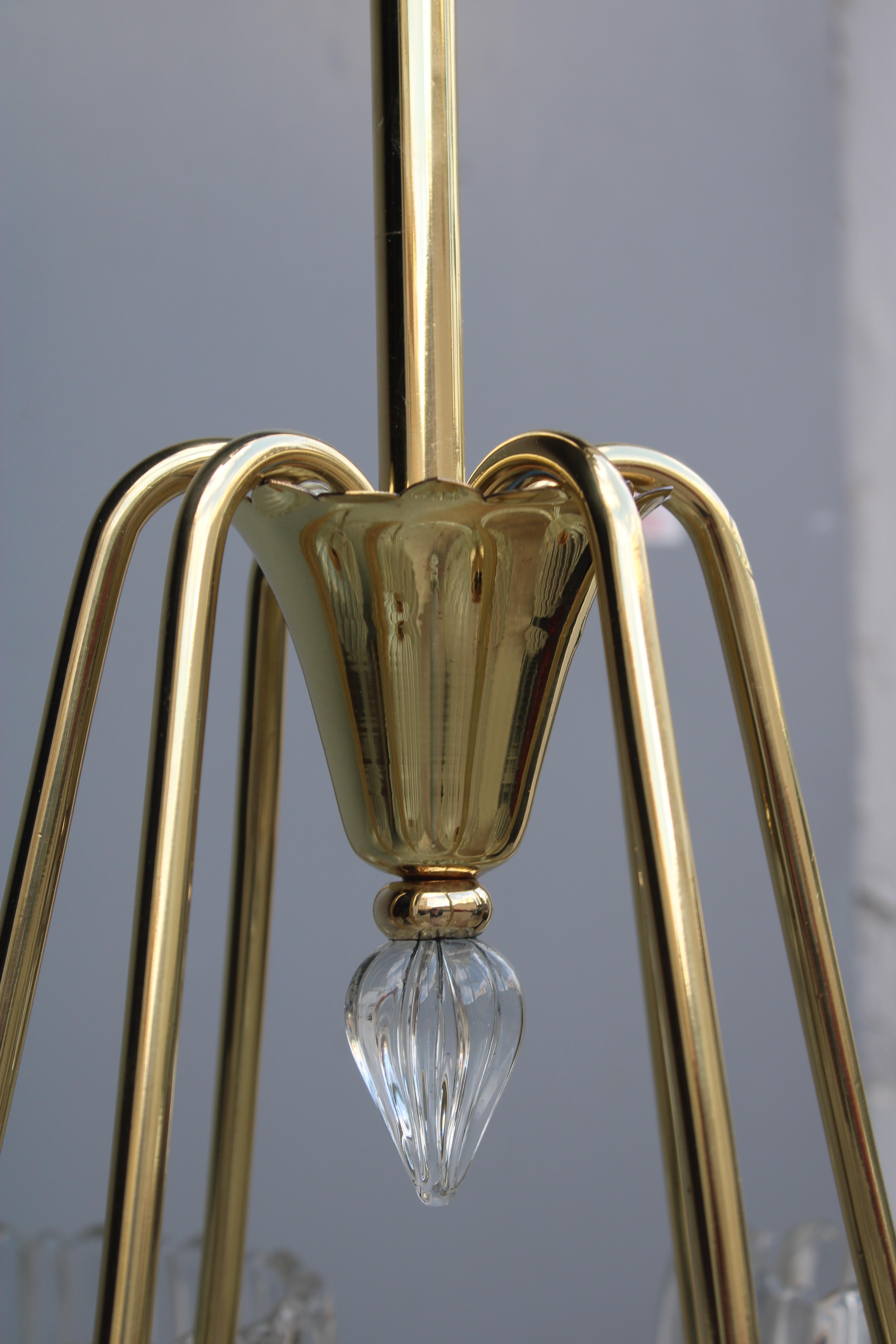 Großer eleganter Barovier-Kronleuchter aus Muranoglas und Messing von 1940 im Angebot 1