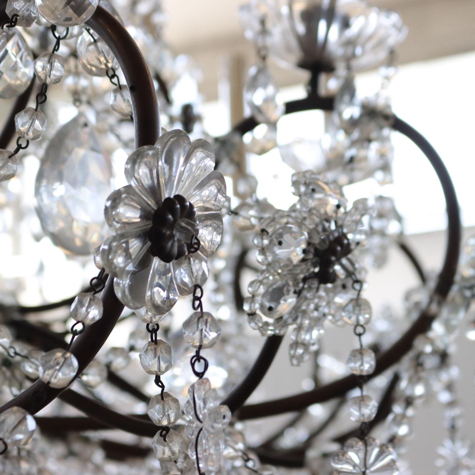 Early 20th Century Large Crystal Chandelier Italy 20th Century  For Sale