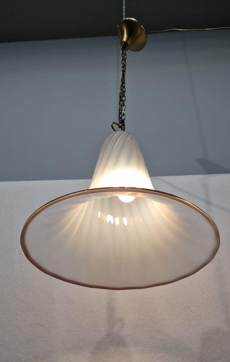Mid-20th Century Large Murano Glass Light Fixture For Sale