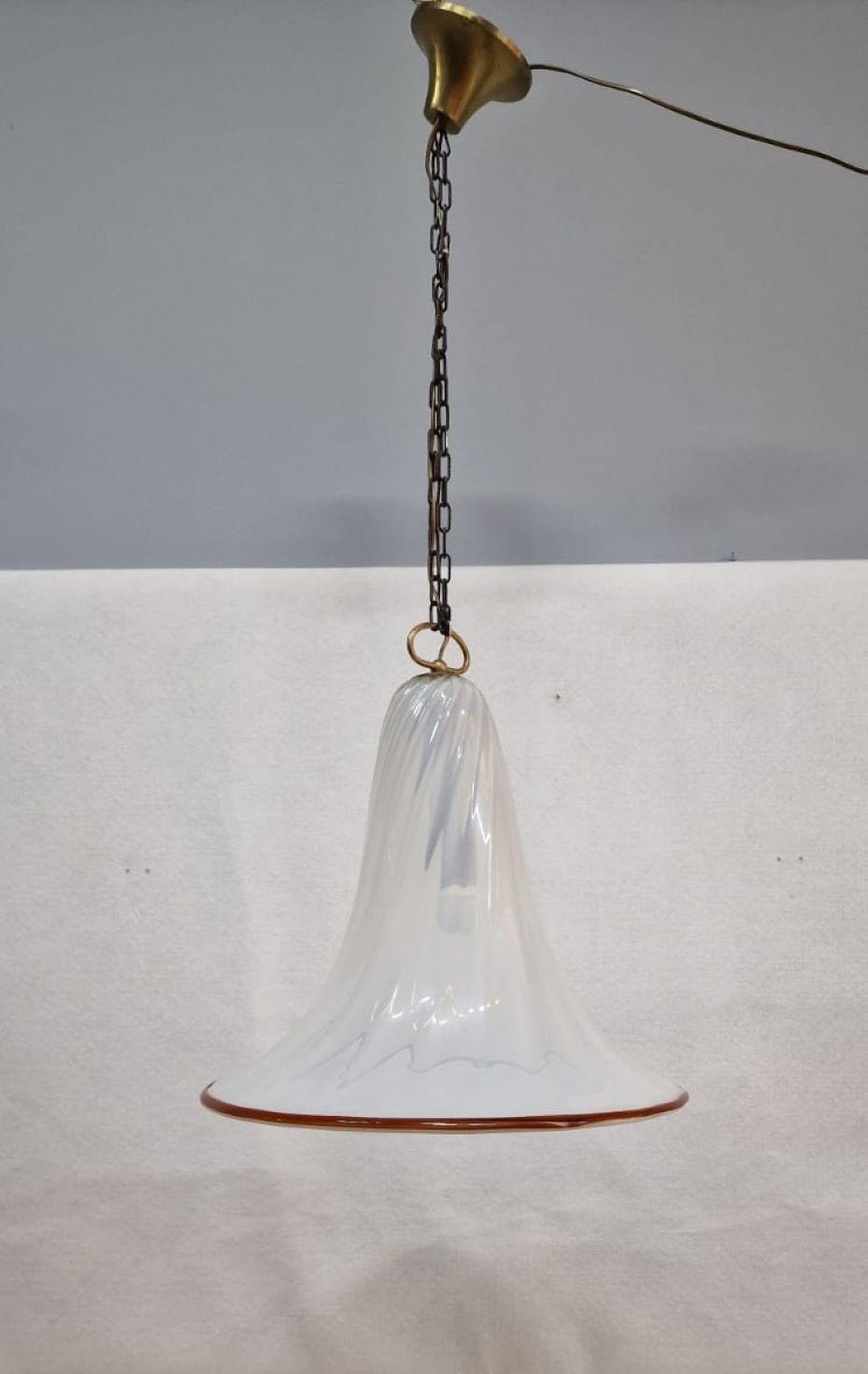 Metal Large Murano Glass Light Fixture For Sale