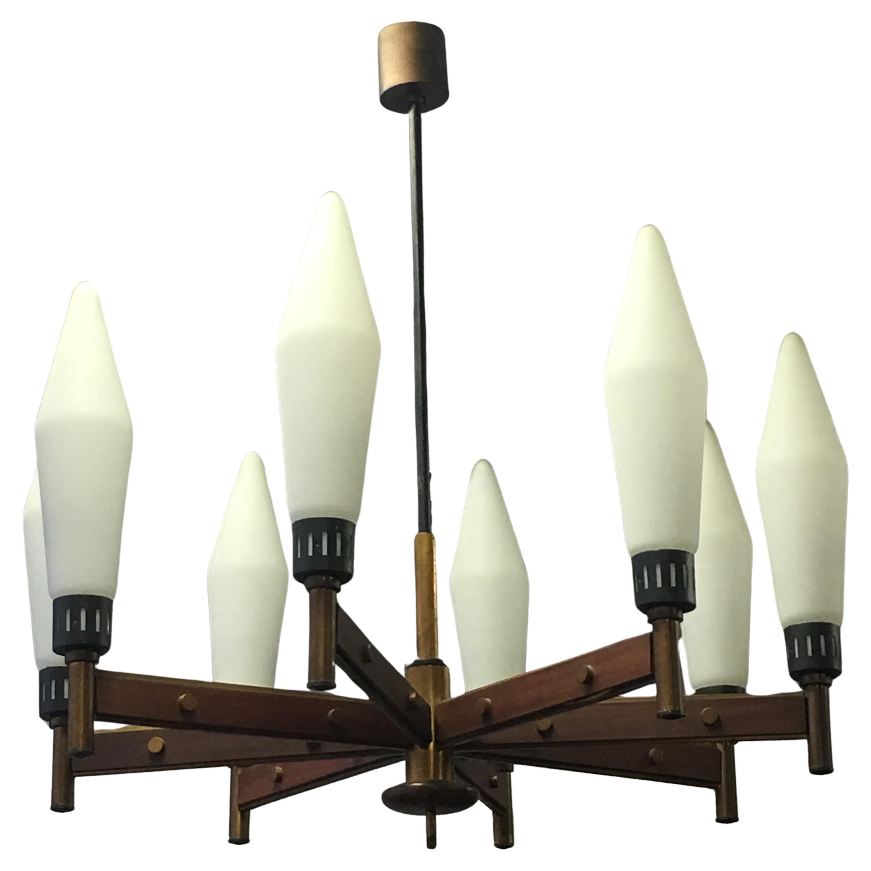 Large Italian 8-Light Chandelier from the Mid-20th Century  For Sale