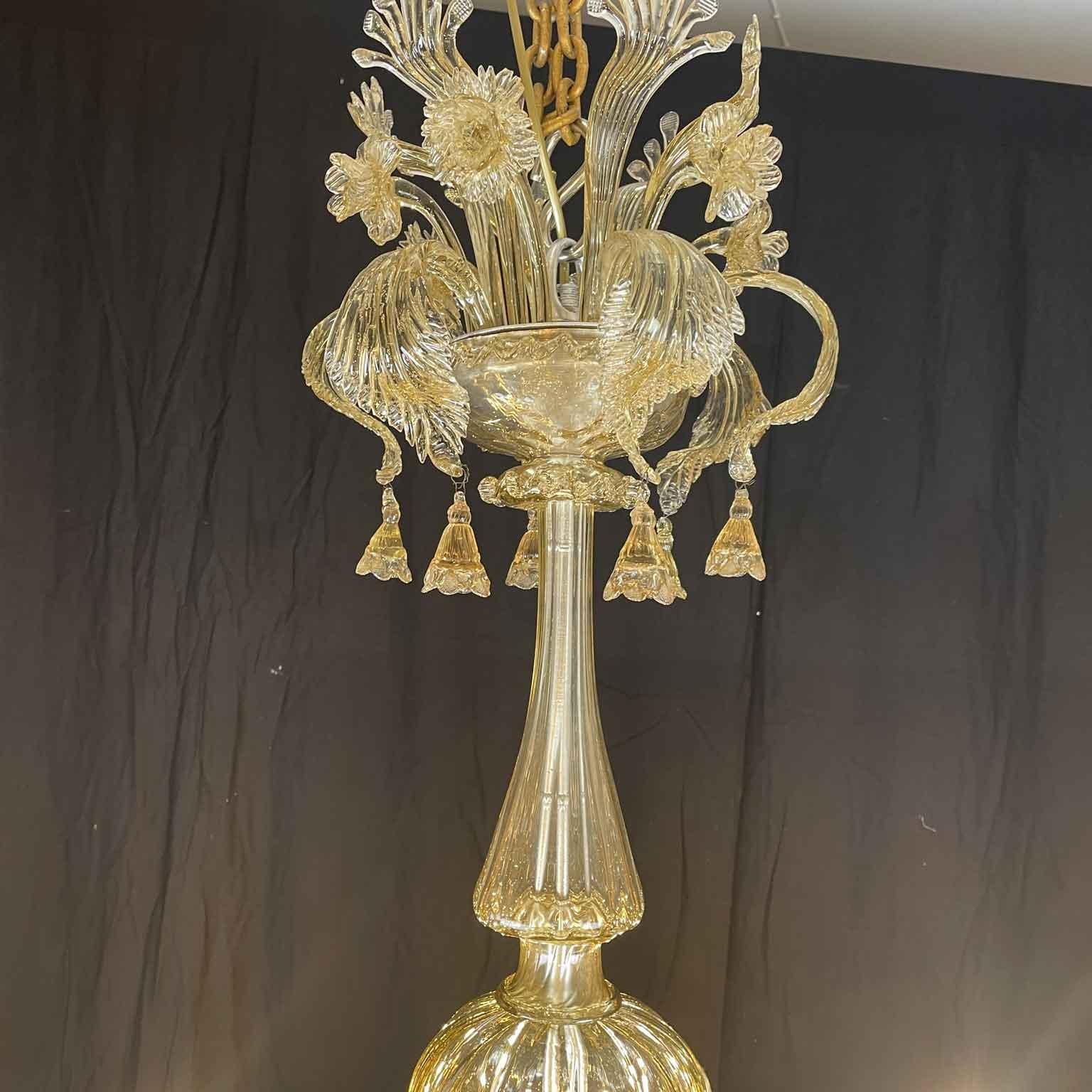 Large Italian Venetian Blown Glass Chandelier Early 1900s Twelve Lights 6