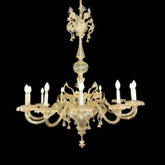 Large Italian Venetian Blown Glass Chandelier Early 1900s Twelve Lights