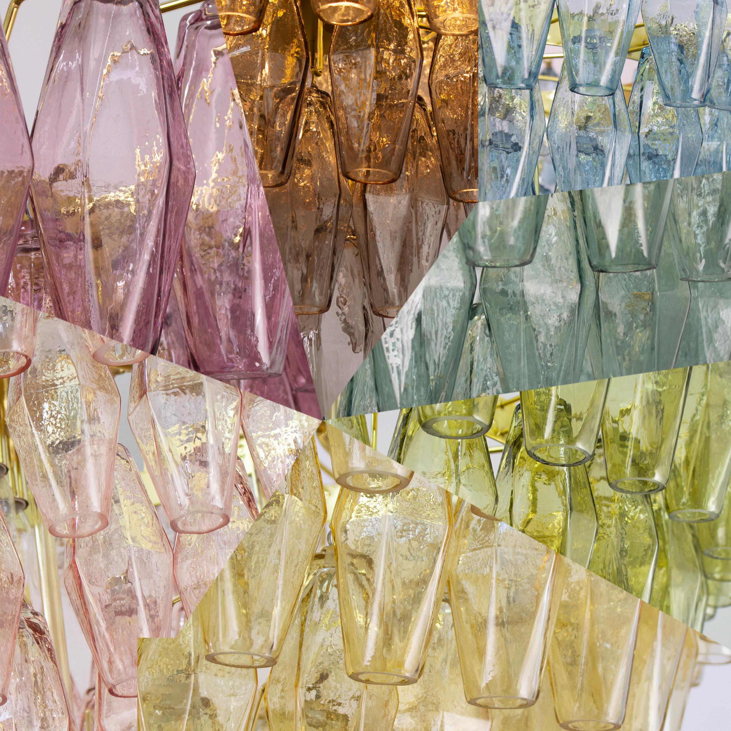 Grande Lampadario poliedri in vetro di Murano ispirato al mid-century italiano For Sale 6