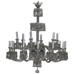 Grande Lampadario Rotondo  In Cristallo inciso Italia 1950 18 Luci
