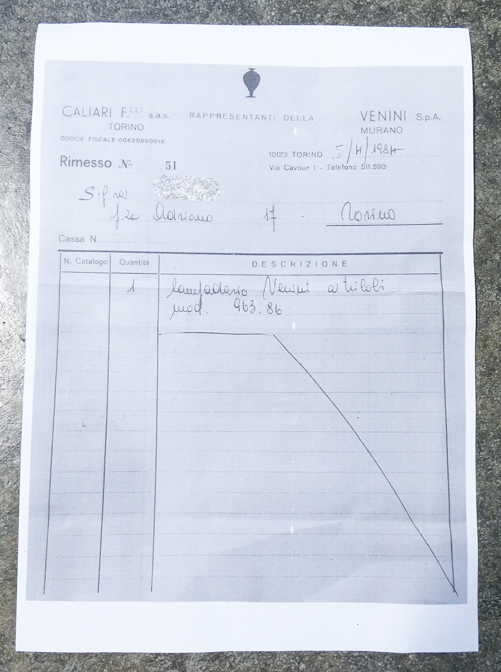 Gran lámpara de araña VENINI Trilobi, modelo 963.86 con ocho lúmenes. Murano, 1984 en venta 7
