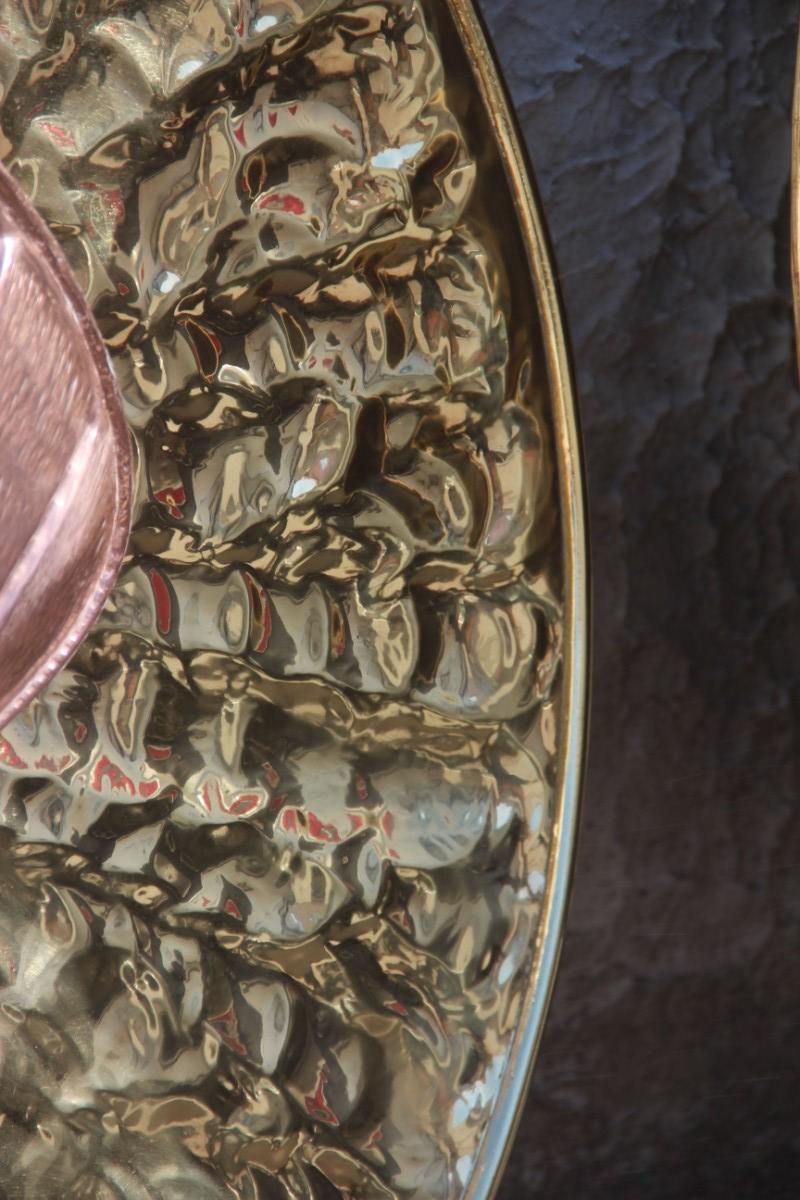 Large Wall Lamps in Martellato Brass and Copper italy 1970s Crespi style For Sale 8