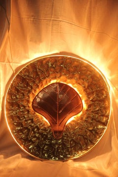 Large Wall Lamps in Martellato Brass and Copper italy 1970s Crespi style