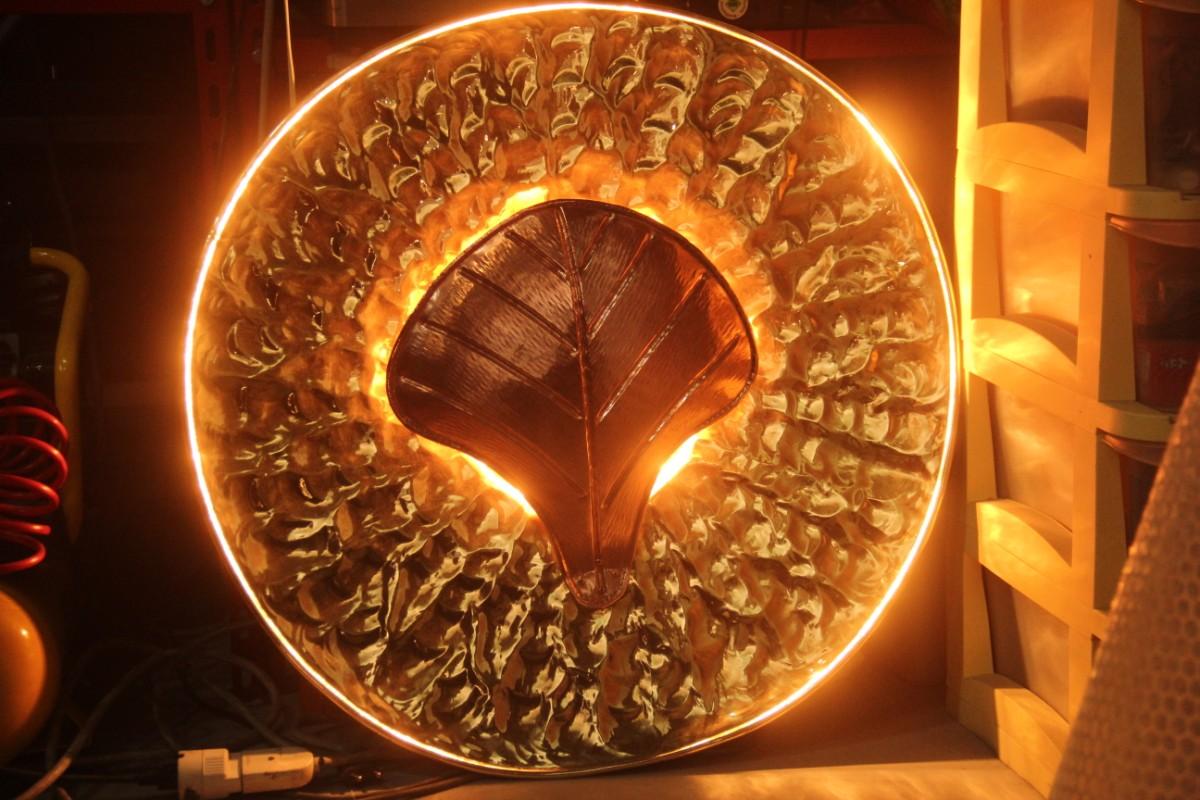 Large Wall Lamps in Martellato Brass and Copper italy 1970s Crespi style For Sale 2