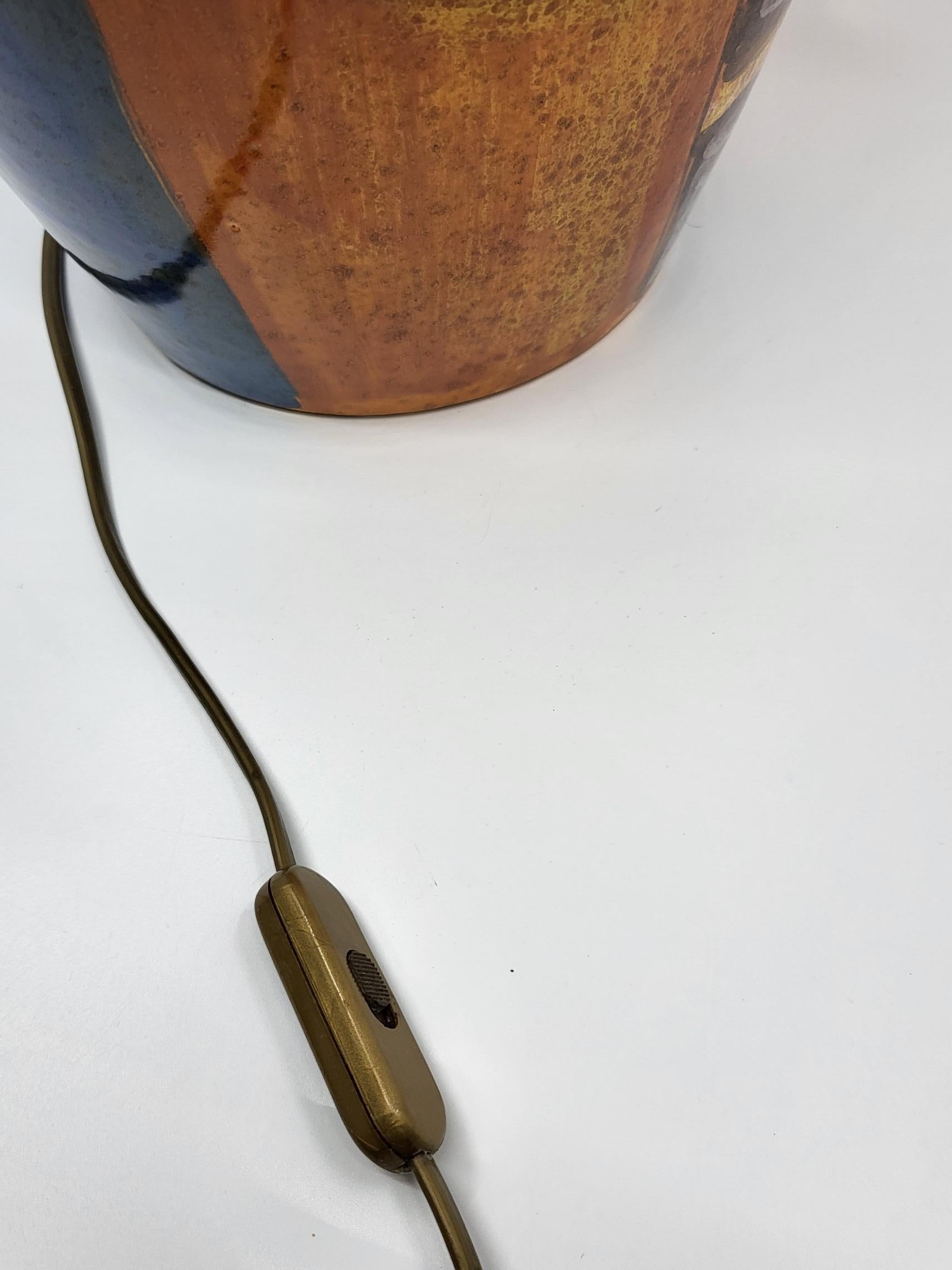 Grande Lampe Hubert Olivier en céramique française décor French Riviera 1990 For Sale 1