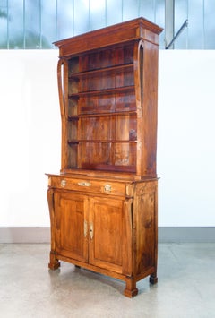 Grande libreria credenza stile Impero in legno massello di noce. Primo Ottocento