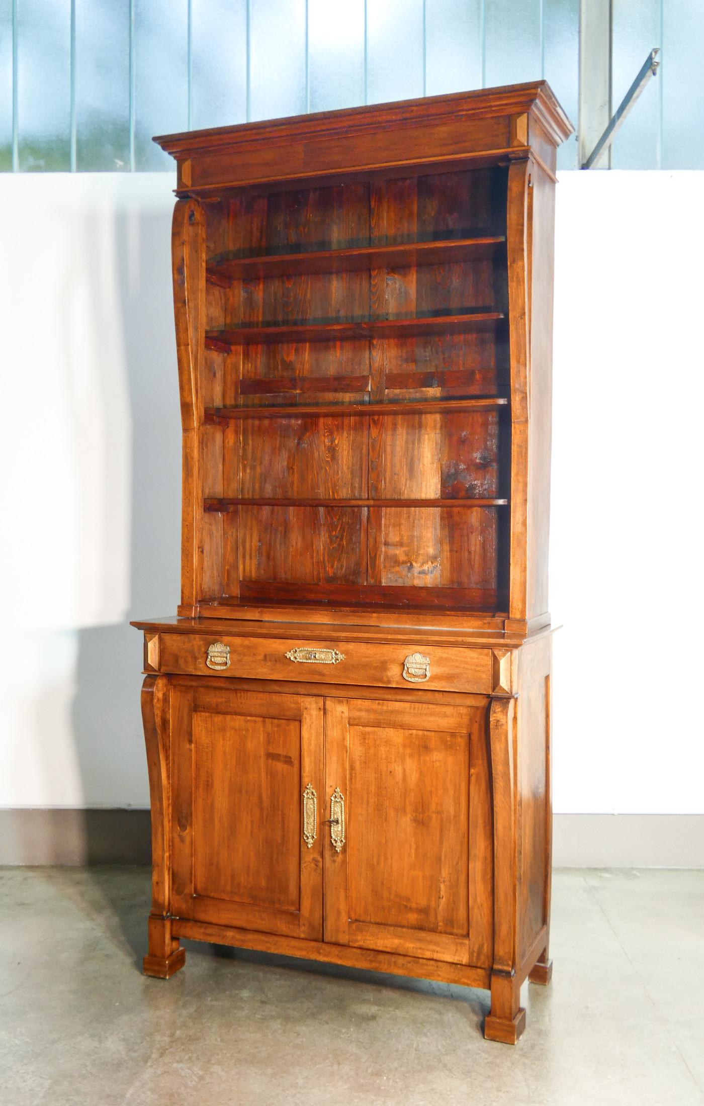 Wood Large Empire-style sideboard bookcase made of solid walnut wood. Early 19th century For Sale