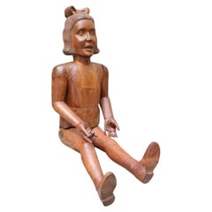 Large Articulated Wooden Theatrical Mannequin - Folk Art Depicting Baby Girl