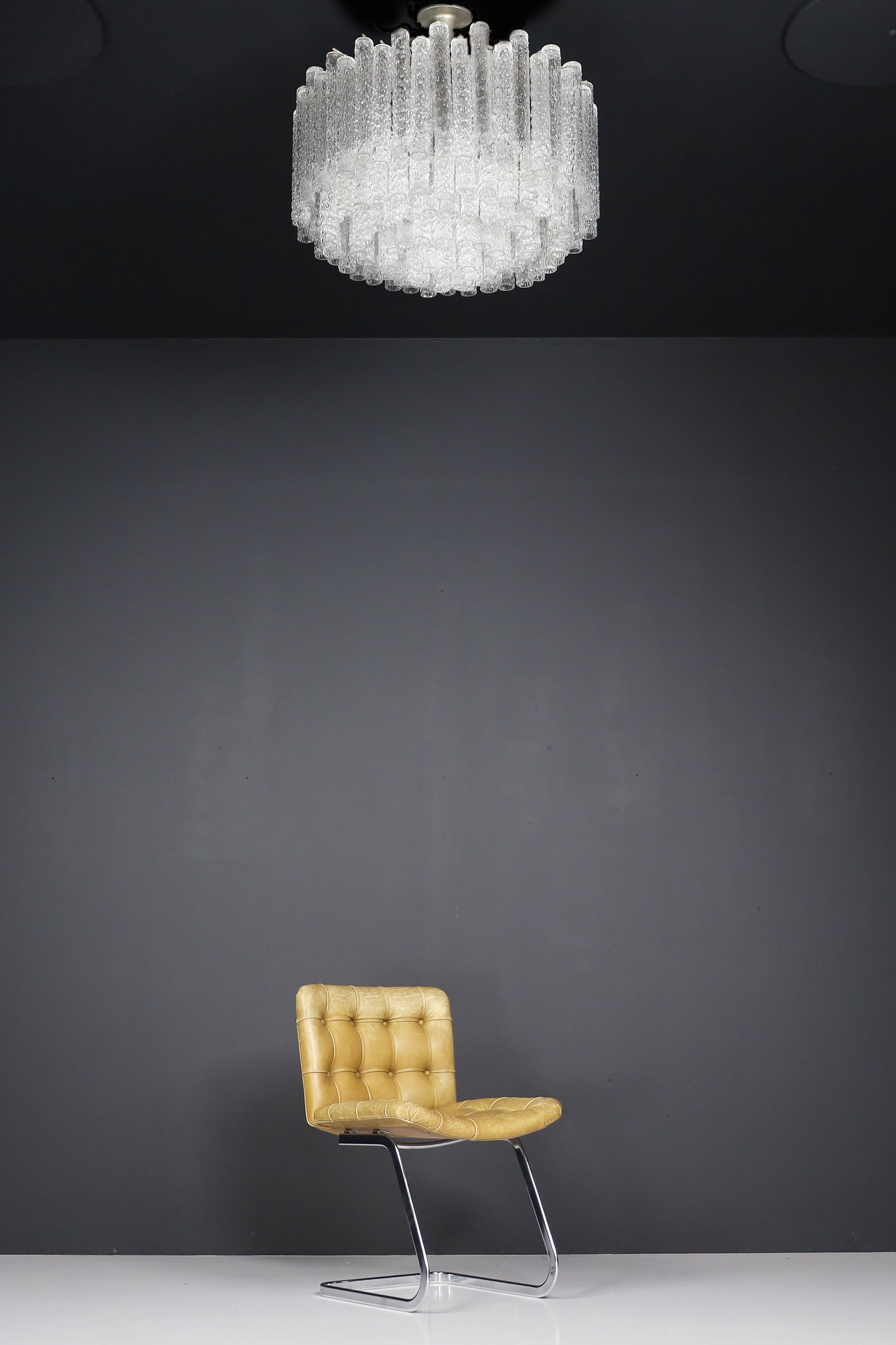 Grande Midcentury Chandelier Designed by Venini with Murano Glass Tubes 1950s 4