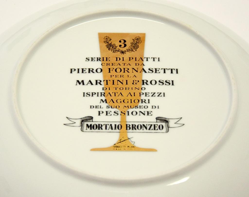 Italian Grande Mortaio Bronzeo Plate for Martini & Rossi, by P. Fornasetti, 1960s For Sale