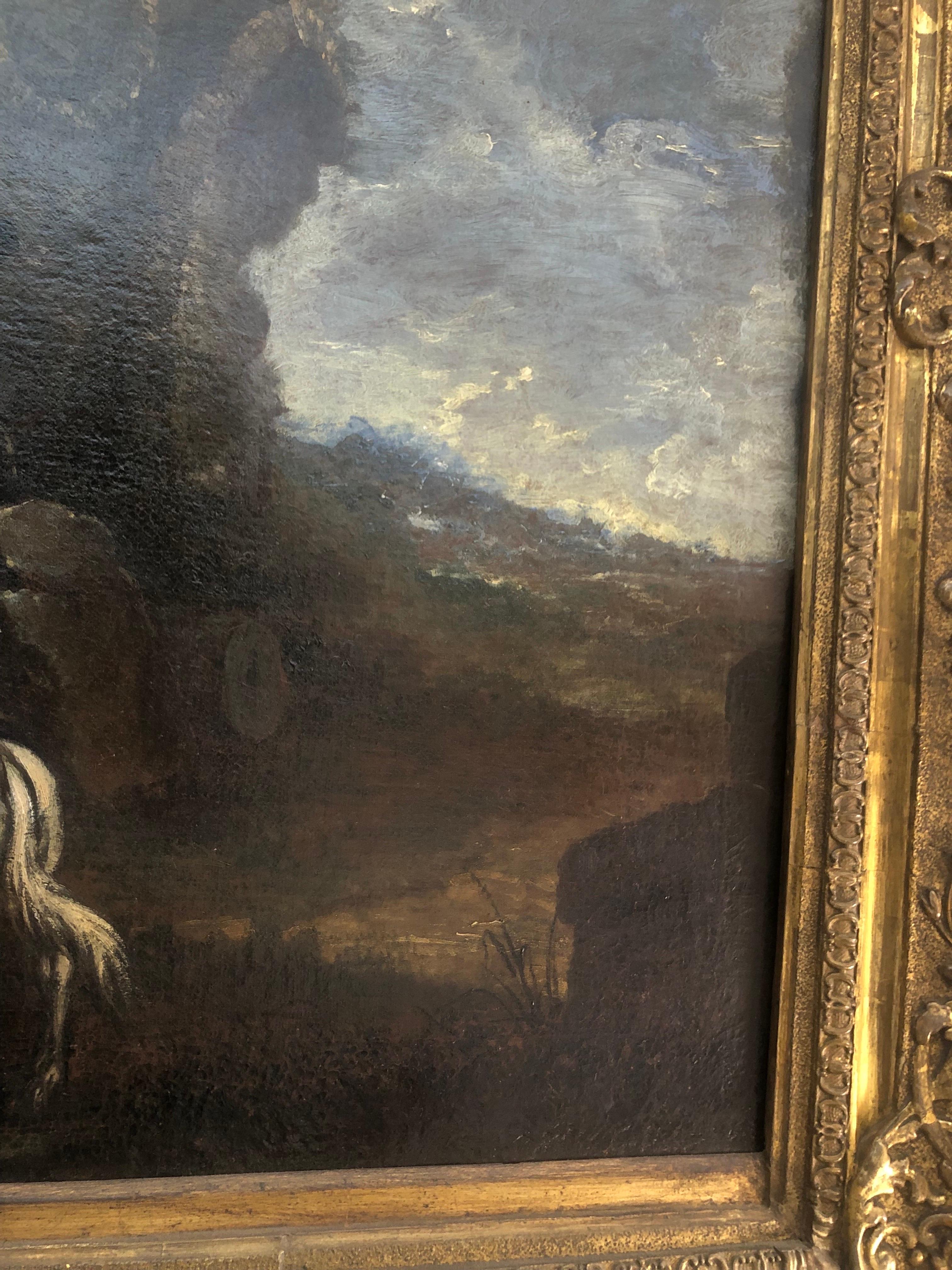 Grande Paesaggio con Rovine e Figure Capriccio Italiano XVIII Secolo im Angebot 4