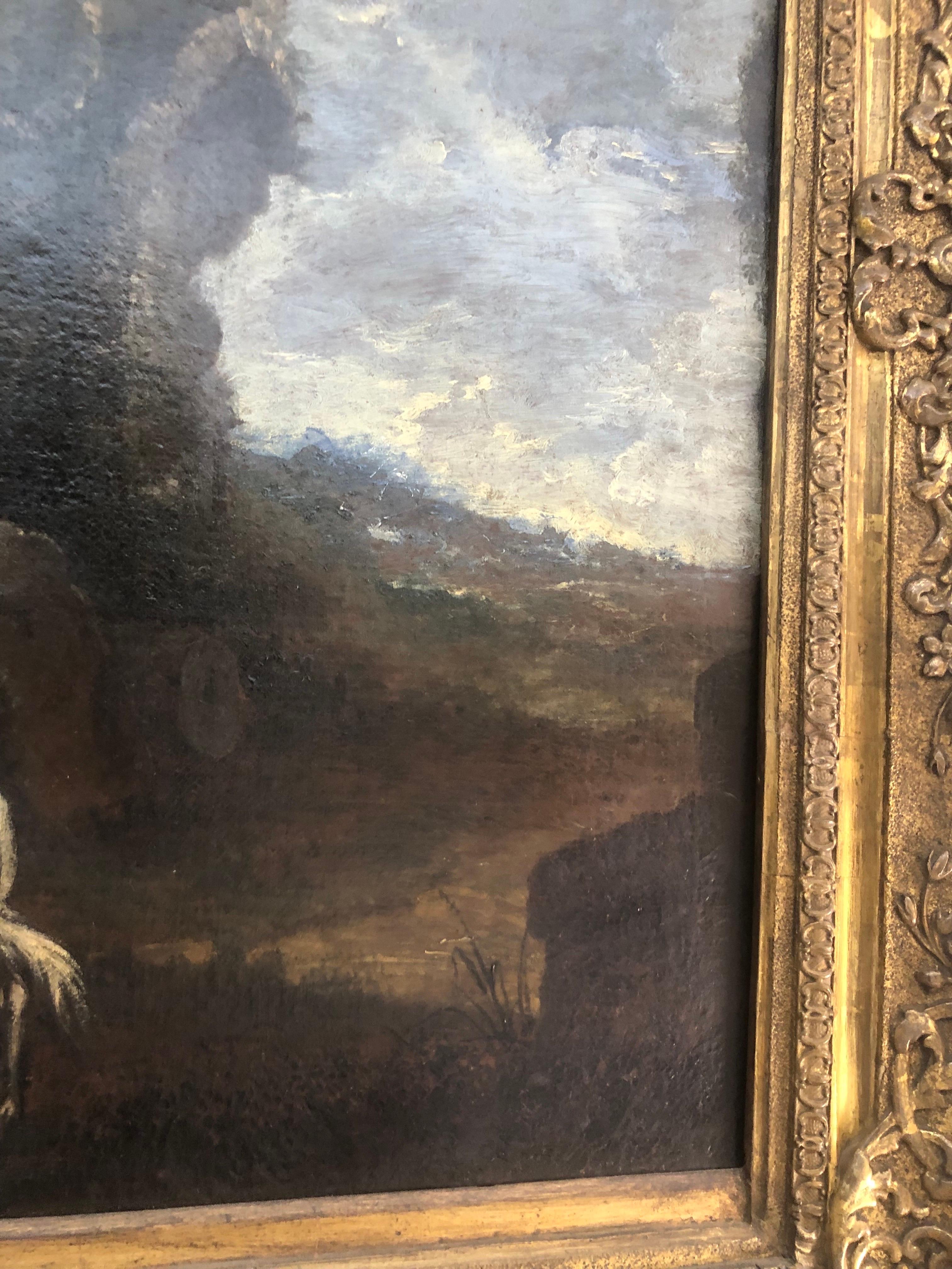 Grande Paesaggio con Rovine e Figure Capriccio Italiano XVIII Secolo im Angebot 5
