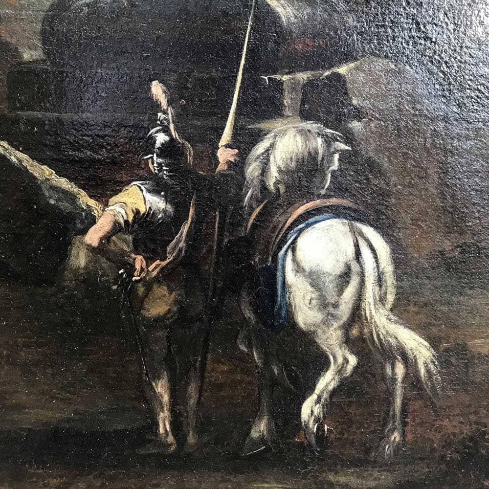Grande Paesaggio con Rovine e Figure Capriccio Italiano XVIII Secolo (Gips) im Angebot