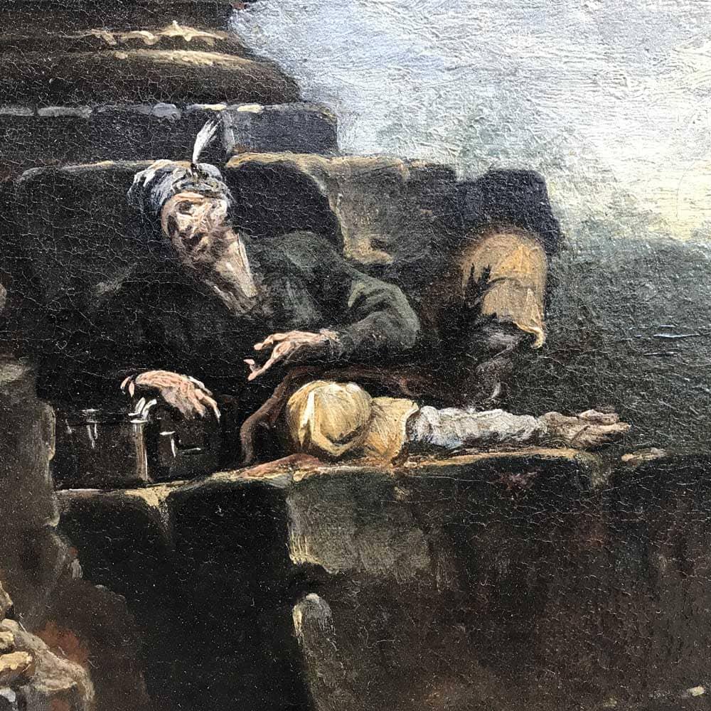 Grande Paesaggio con Rovine e Figure Capriccio Italiano XVIII Secolo im Angebot 1